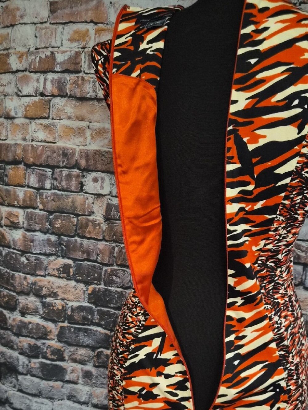 French Connection Red & Black Camo-Print Midi Dress - Picture 8 of 9